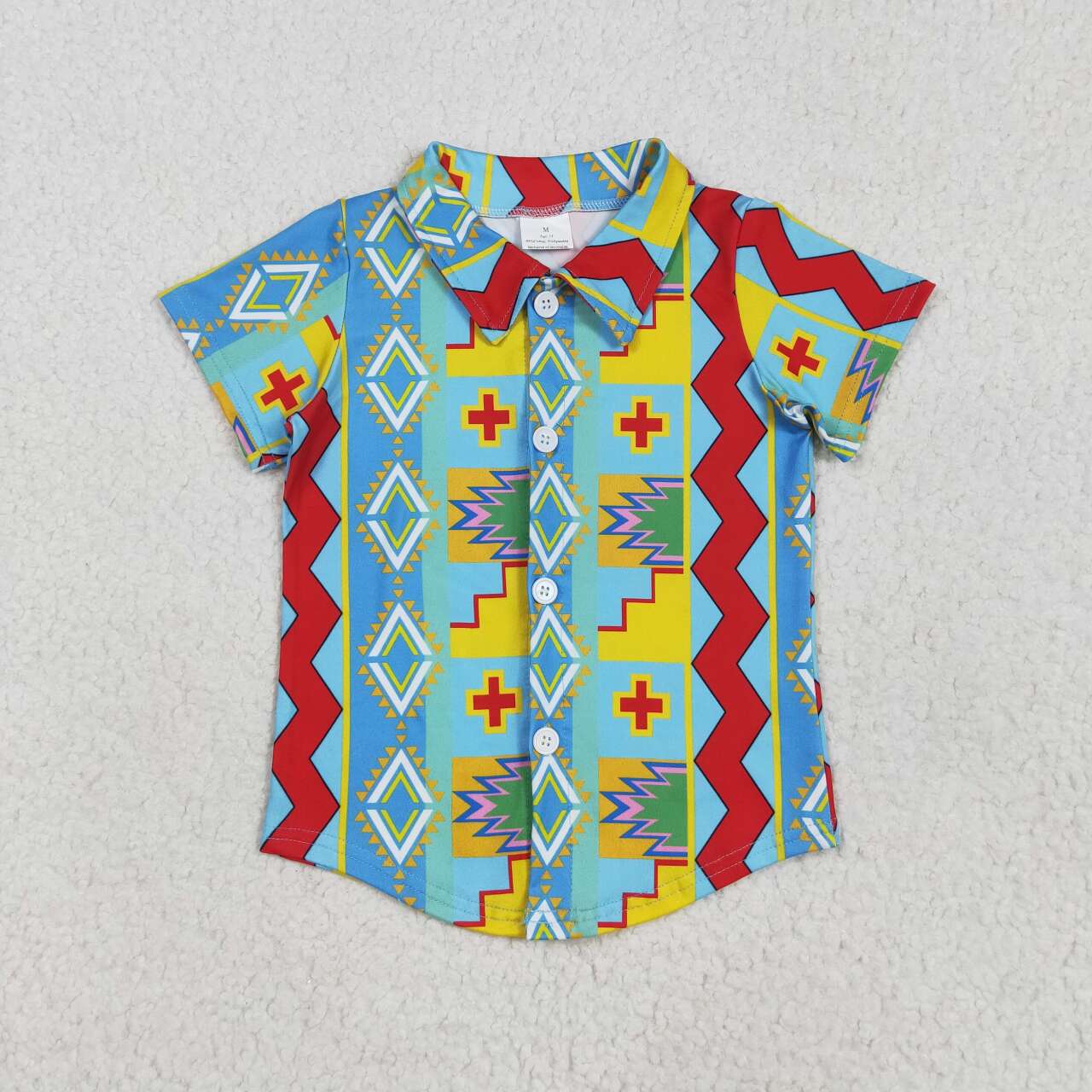 Toddle baby boy western aztec button top shirt