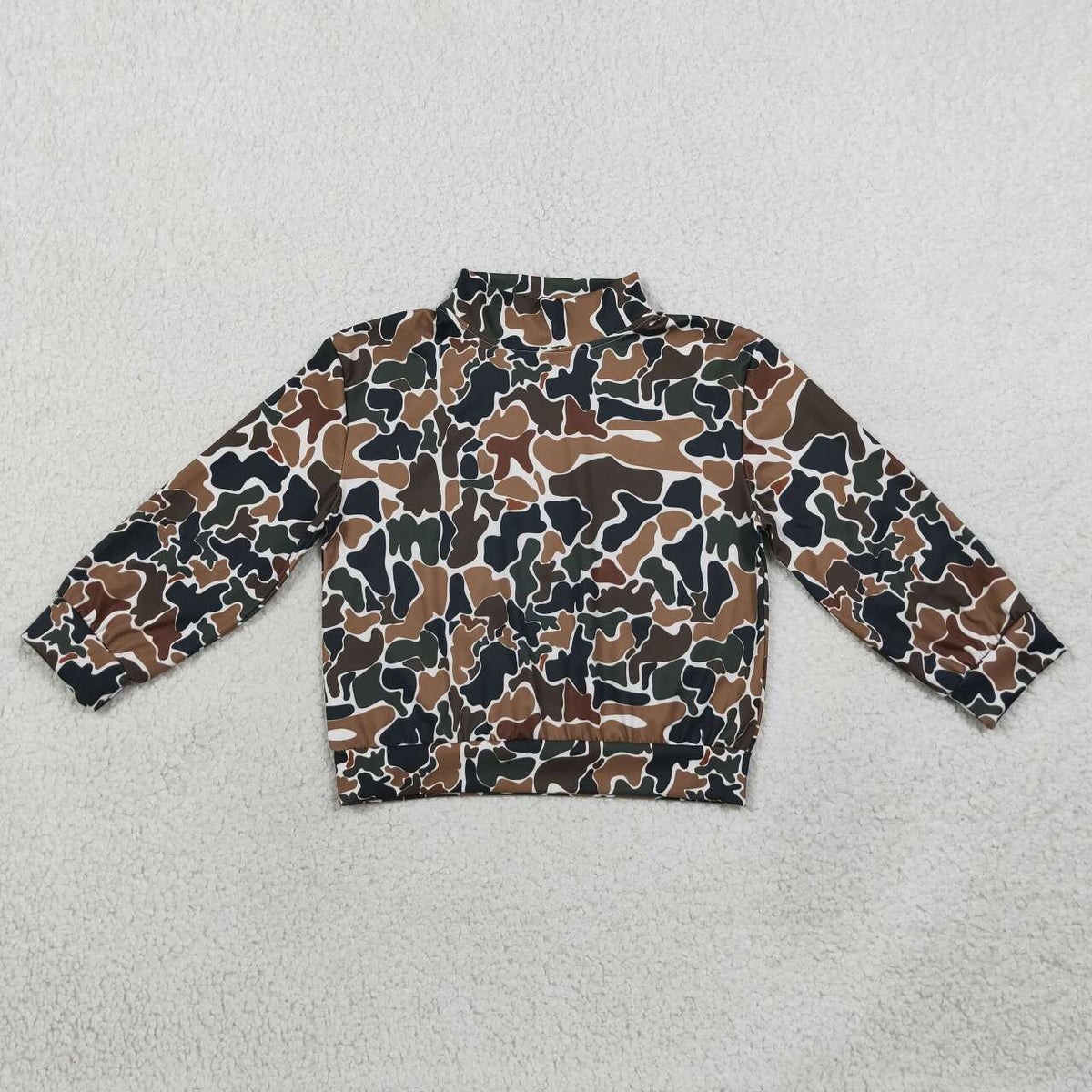 Brown camo print kids girls long sleeve yoga pullover top