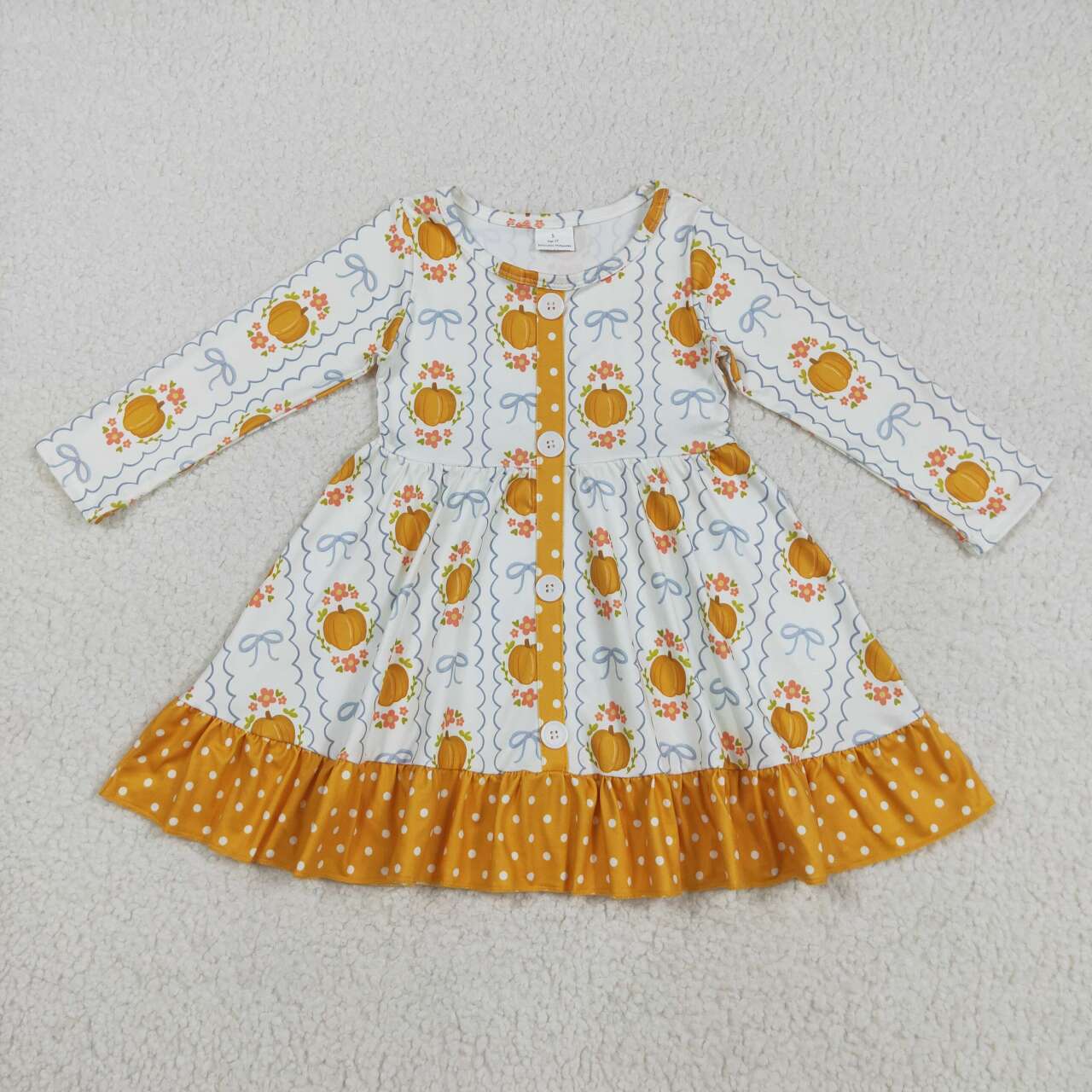 Fall pumpkin toddle girls long sleeve dress