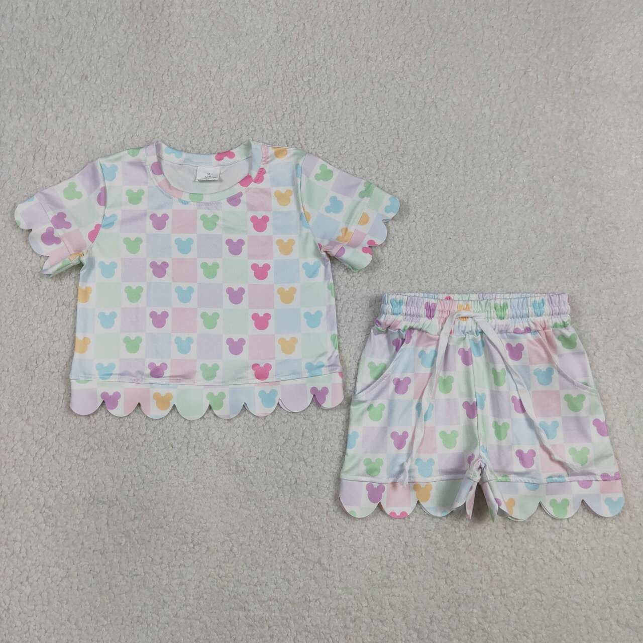 Cartoon design top matching shorts girl summer outfit