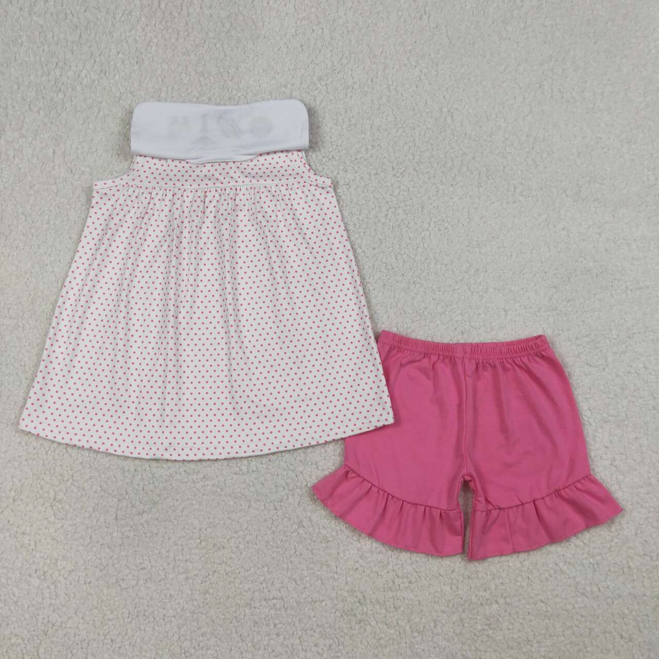 Easter cross embroidery top matching shorts girls summer outfit