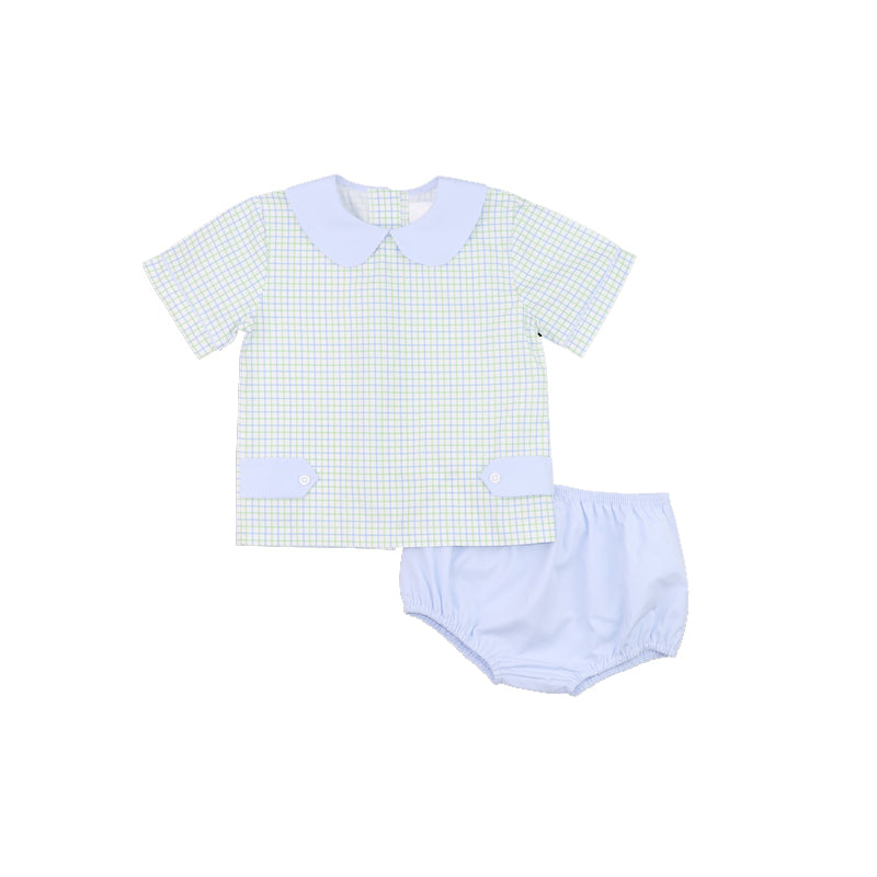 infant baby girls plaid bummies set