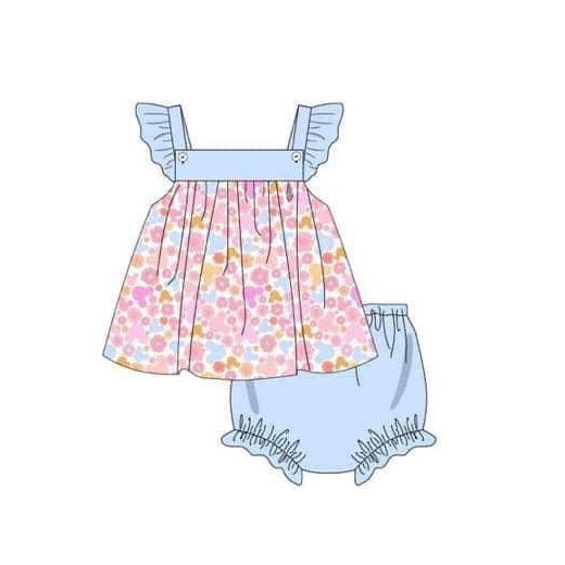 toddle girls cartoon rainbow cheeta bummie set preorder