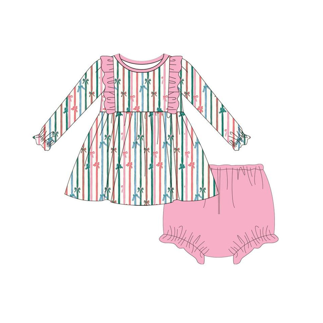 baby girls bow print bummies outfit preorder