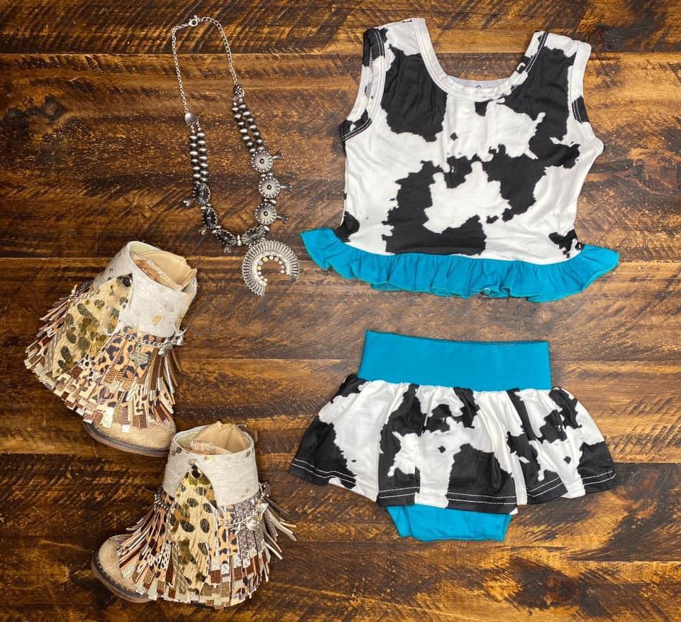 Cow print girls summer bummies outfit preorder
