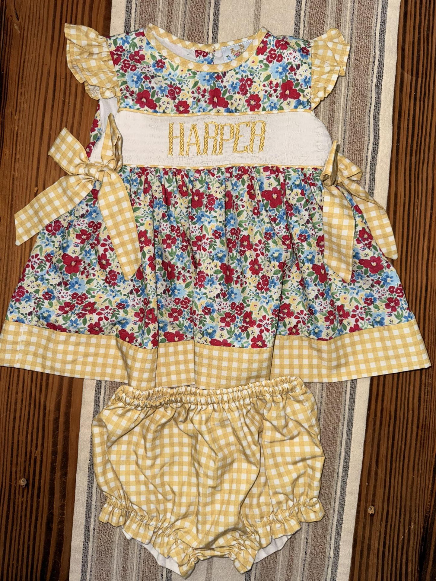 Harper letter floral girls summer bummies outfit preorder
