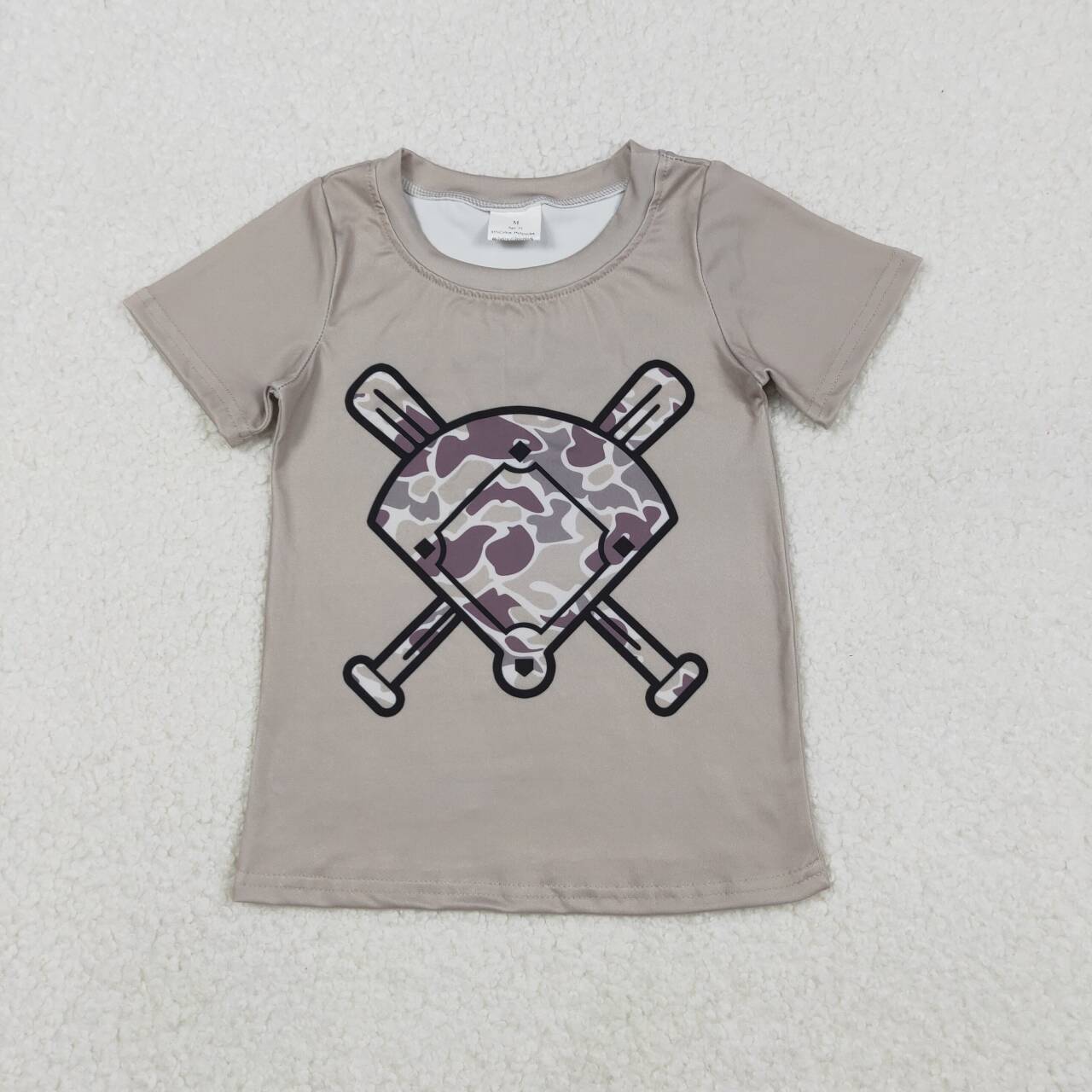 Dark grey camo baby boy short sleeve shirts