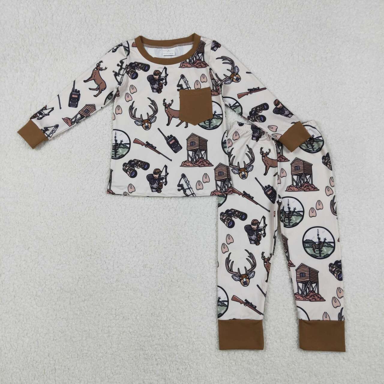 Deer duck hunting season design kids boy matching pajama set