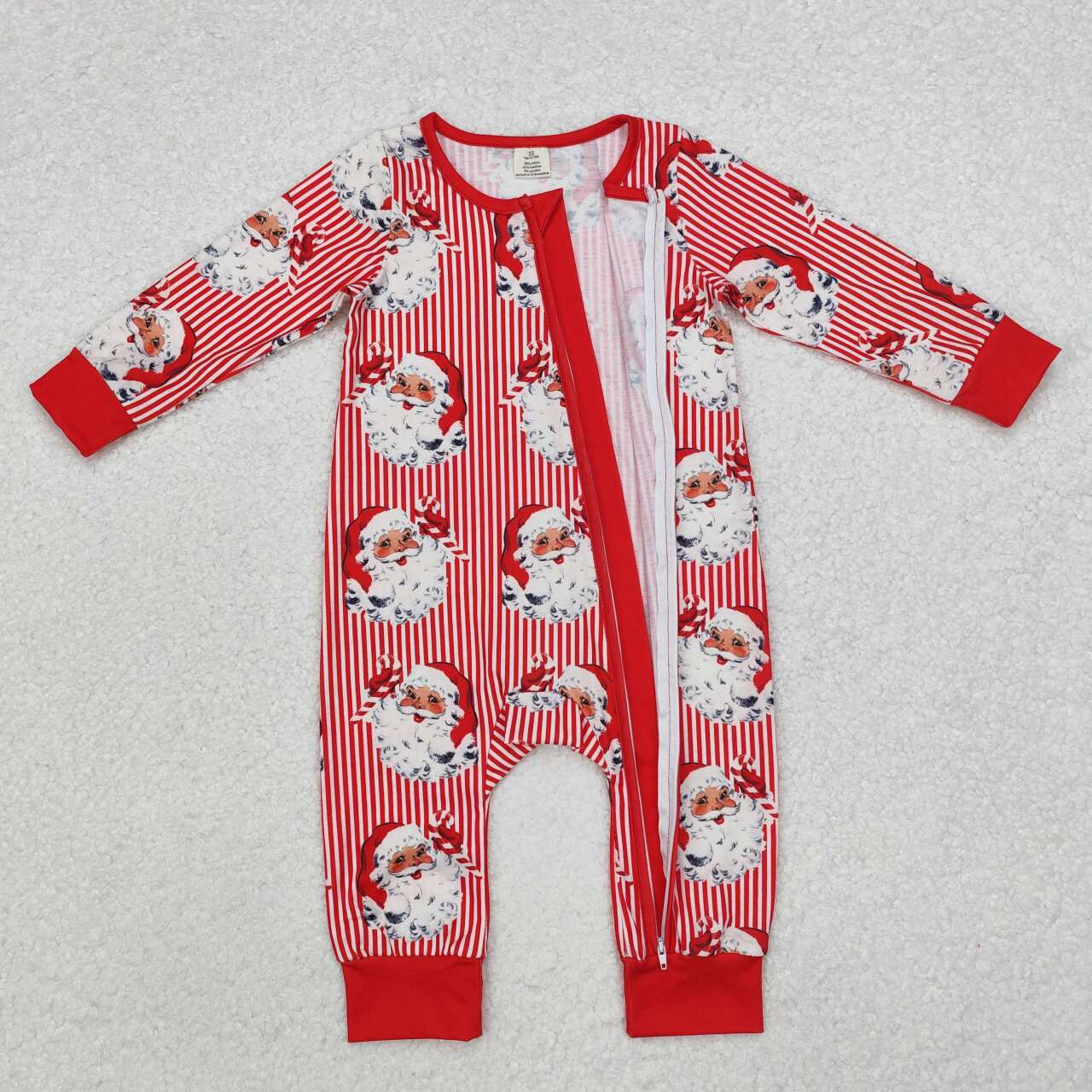 Infant baby girls Christmas Santa Claus long sleeve bamboo romper