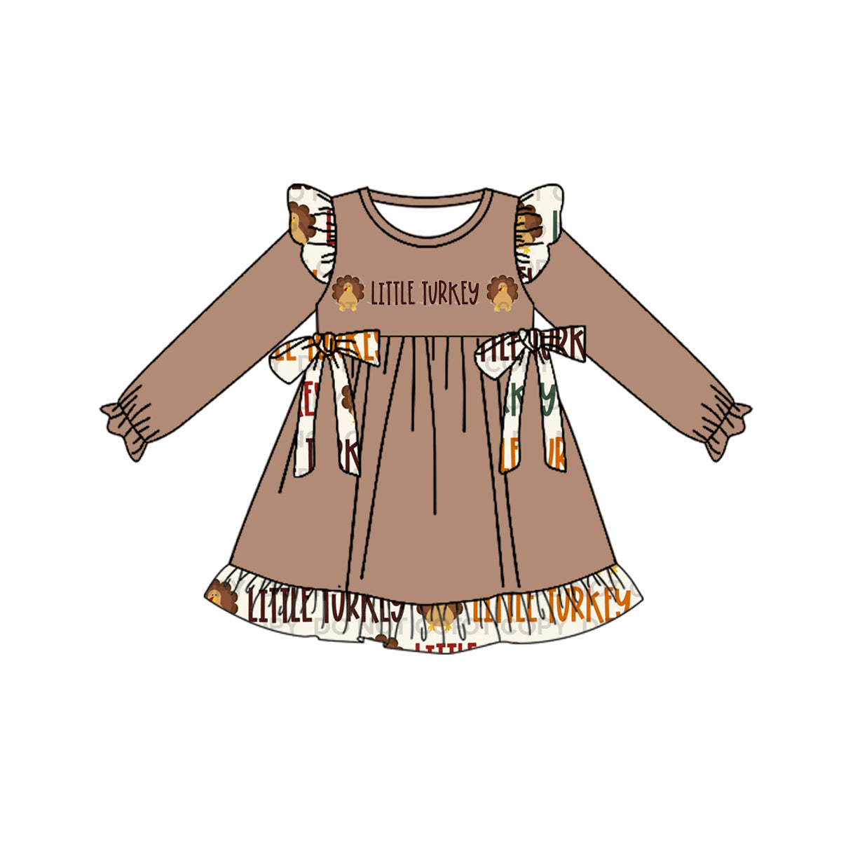 thanksgiving litter turkey long sleeve dress preorder