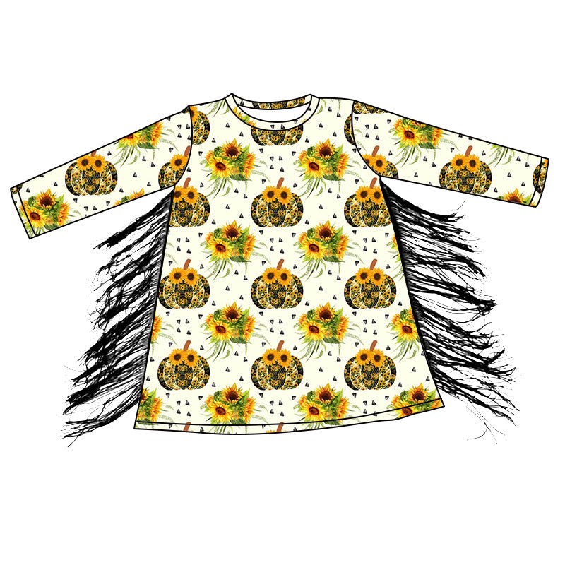 infant baby girls sunflower pumpkin fall season dress preorder