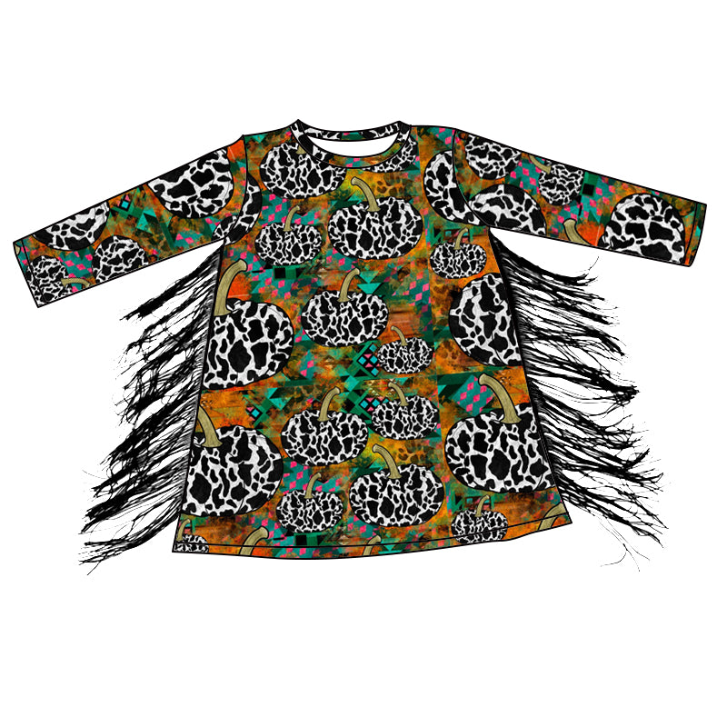 wholesale black cheetah pumpkin baby girls fall season dress preorder