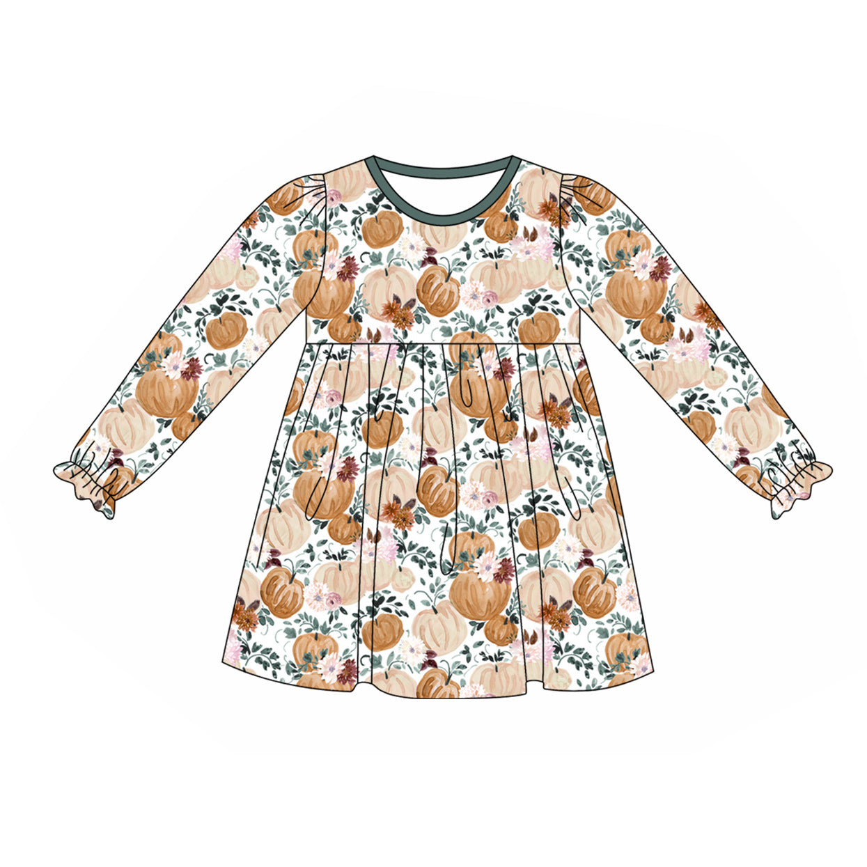 baby girl fall pumpkin long sleeve boutique dress preorder