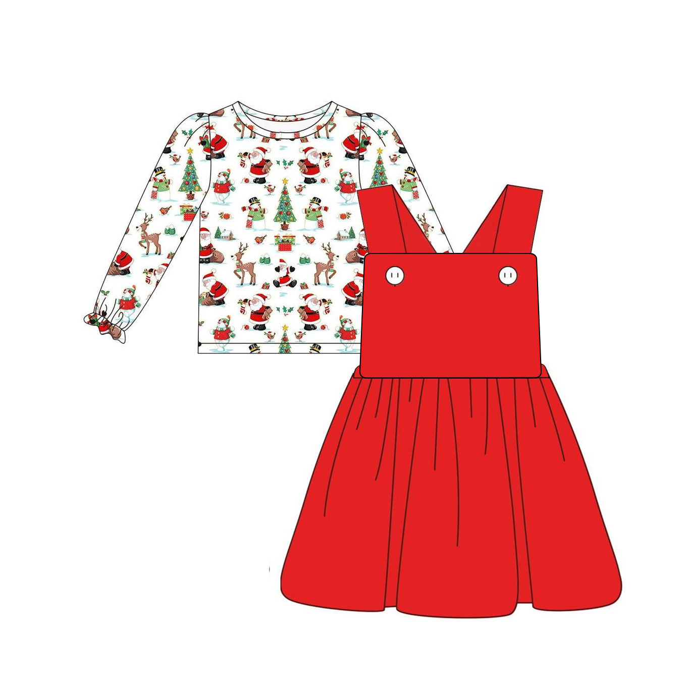 Christmas santa claus snowman reindeer top suspender dress clothes preorder