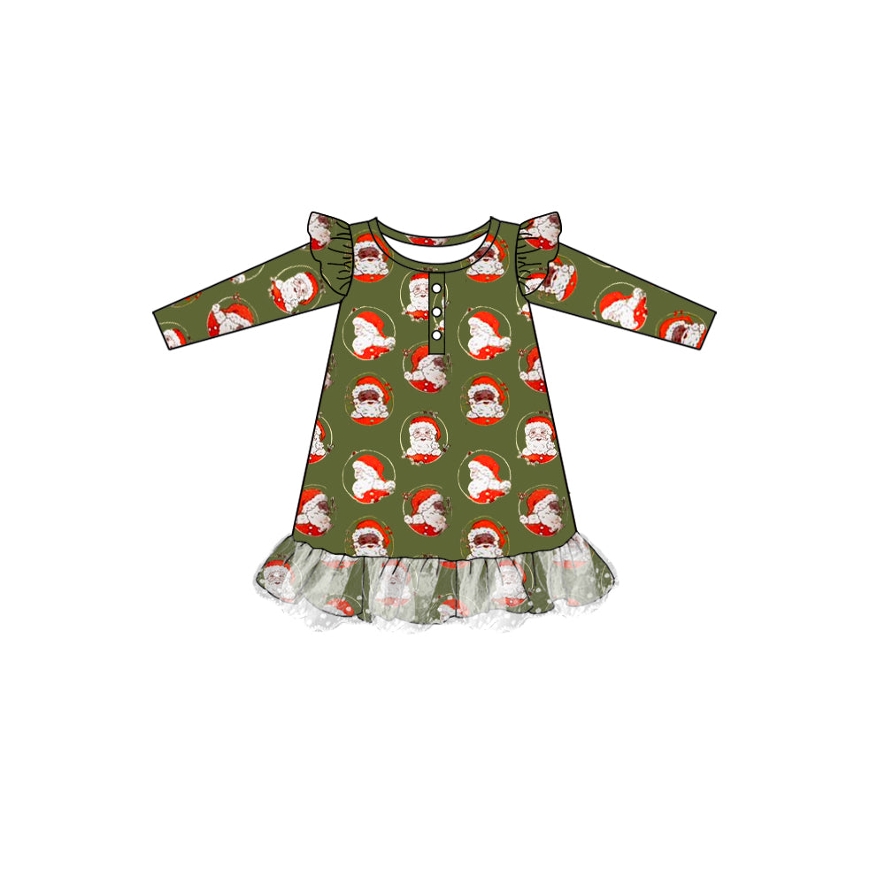 Infant baby girls christmas santa claus long sleeve winter dress preorder
