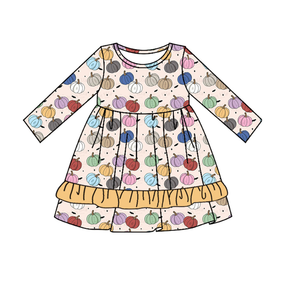 Colorful pumpkin long sleeve pumpkin dress wholesale price preorder