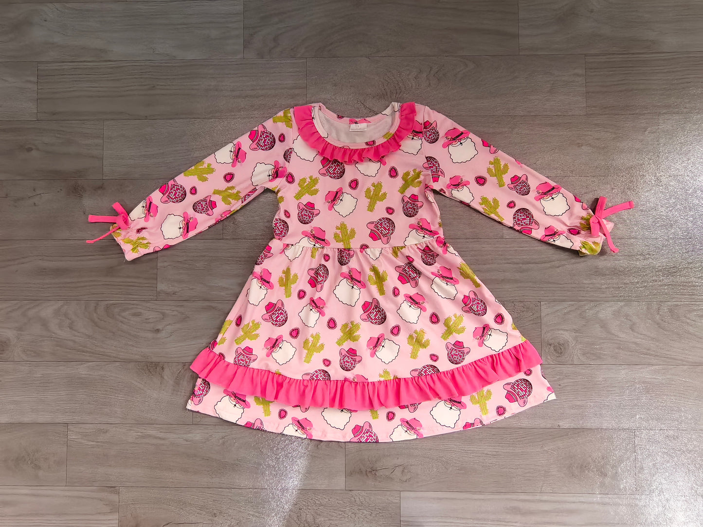 baby girl Christmas Santa Claus western dress preorder