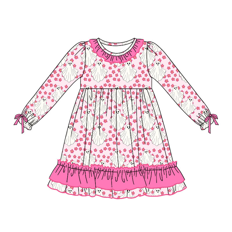 Toddle baby kids pink flower Halloween ghost dress preorder