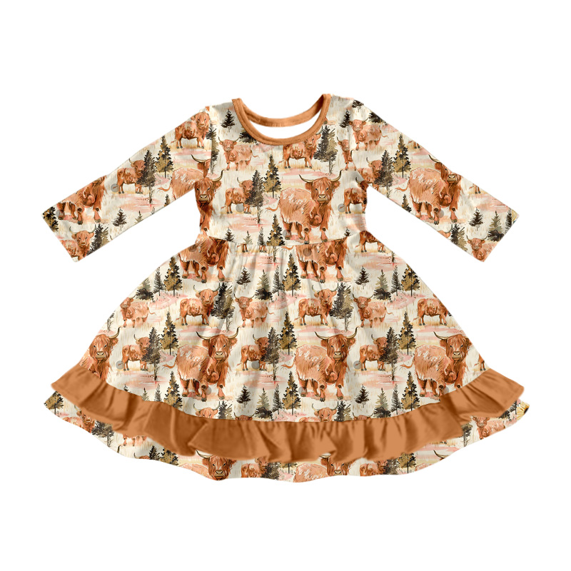 toddle baby girl highland cow dress preorder