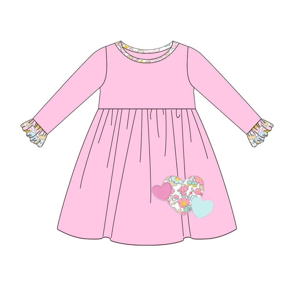 Valentines day floral heart long sleeve dress preorder