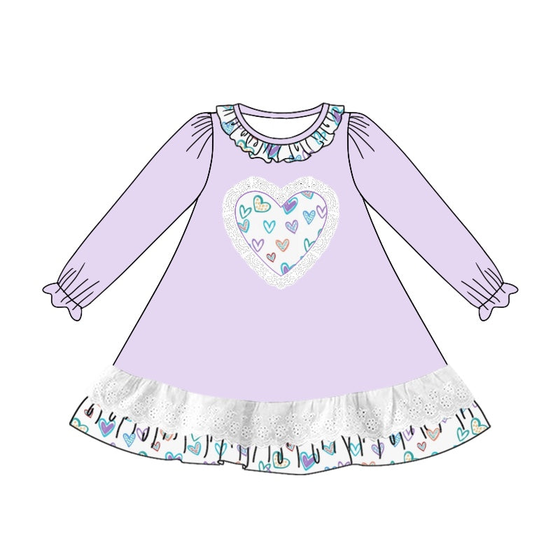Valentines day purple heart long sleeve dress preorder