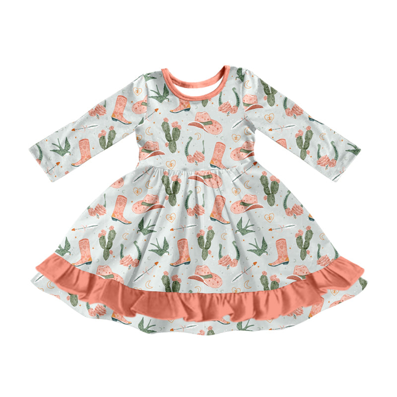 Cowgirl western boots cactus long sleeve dress preorder