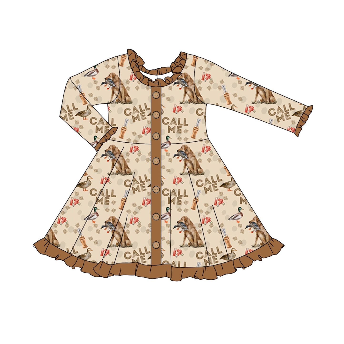 Toddle baby girl mallard duck hunting dog long sleeve dress preorder