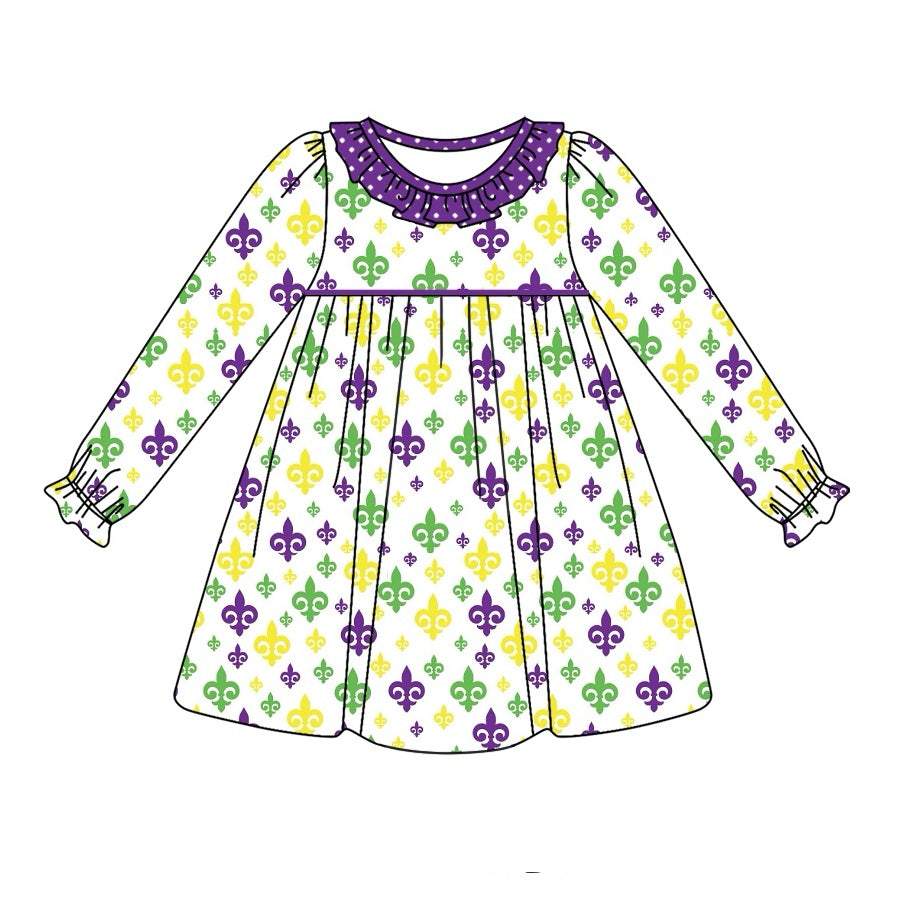 Infant baby girl Mardi Gras holiday dress preorder