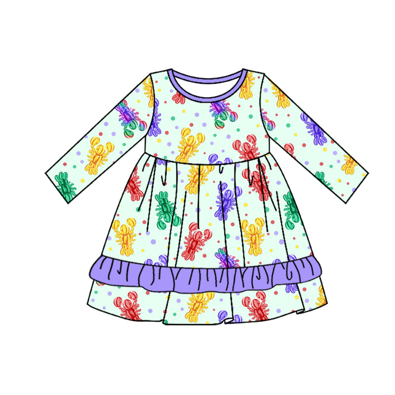 Infant baby girl Mardi Gras crawfish holiday dress preorder