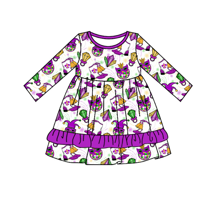 Infant baby girl Mardi Gras Mask holiday dress preorder