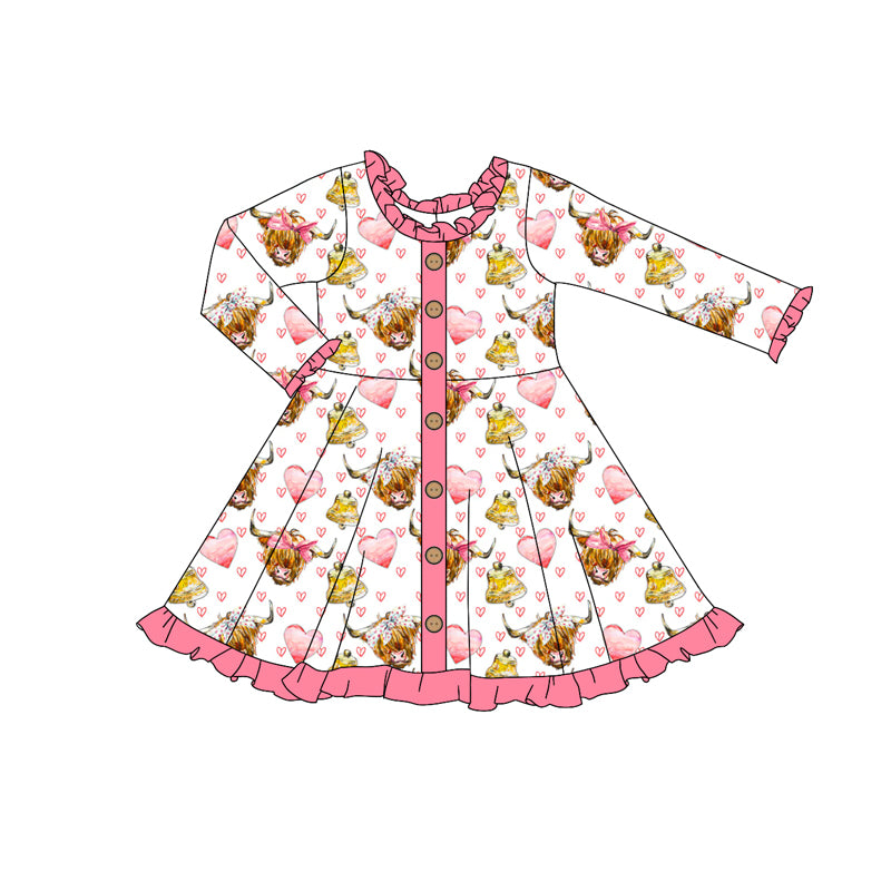 Valentines day highland cow heart dress preorder