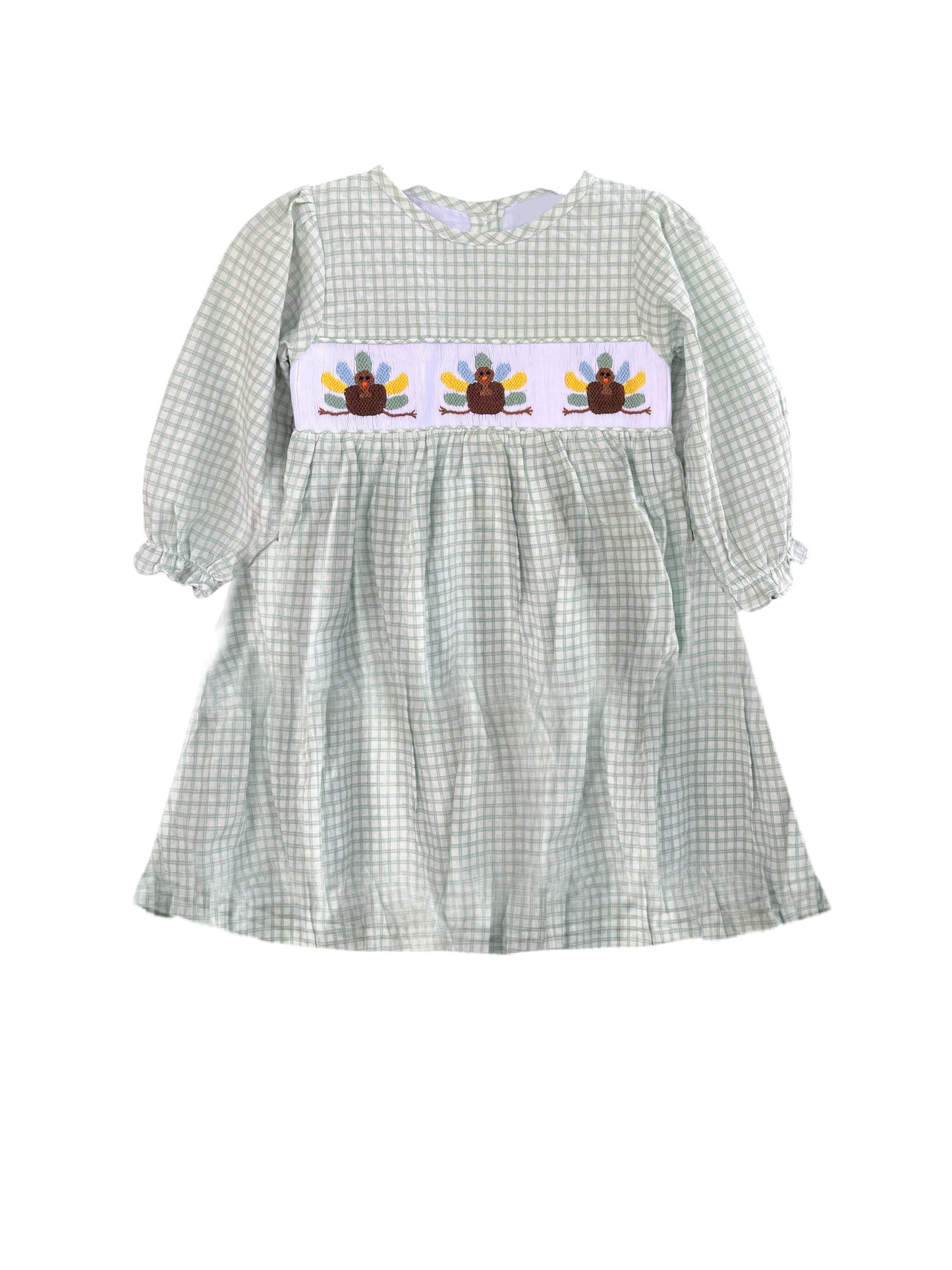 Toddle girls Thanksgiving turkey smocked dress preorder
