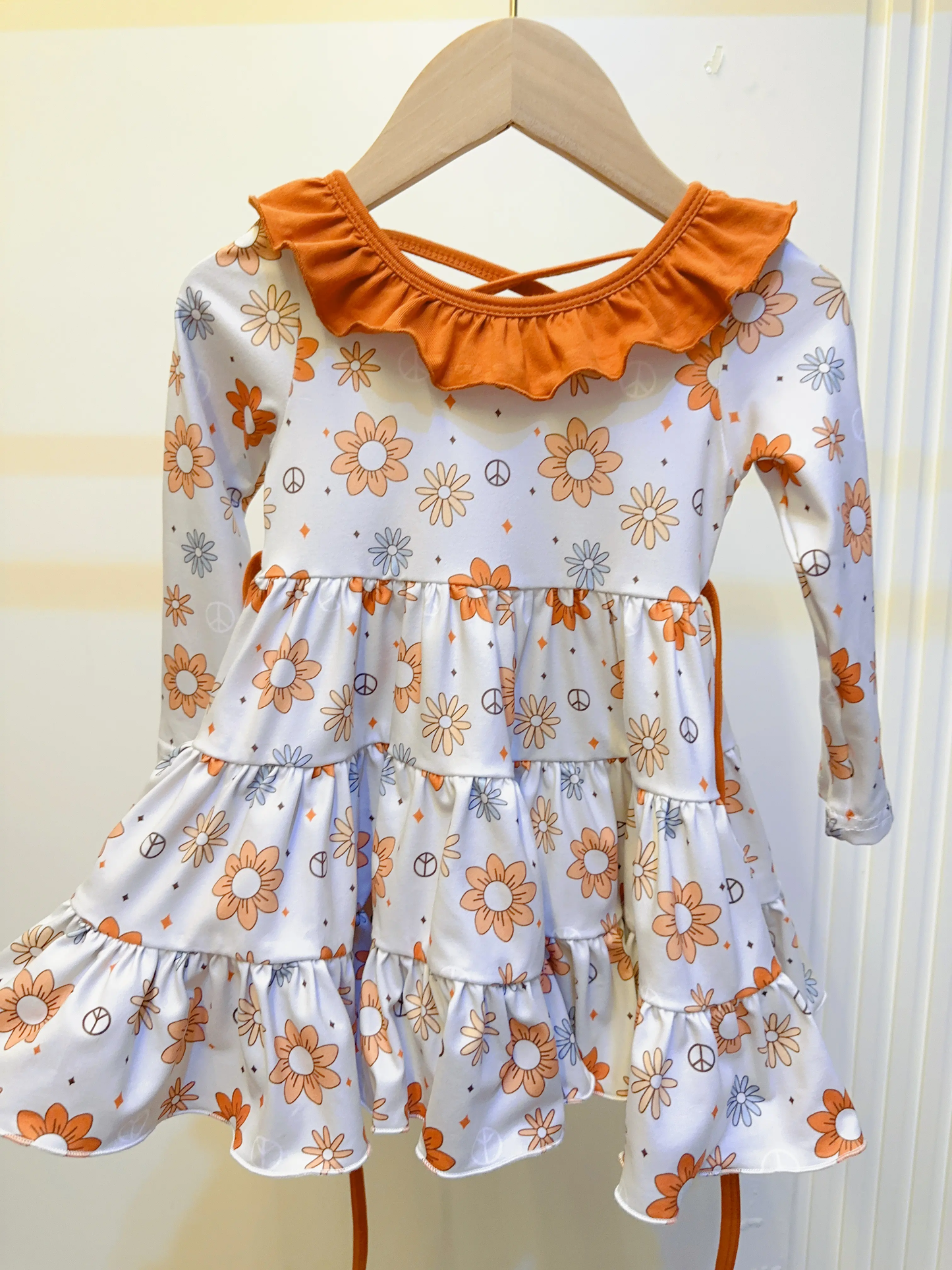 Toddle girls flowers design long sleeve spring fall dress preorder
