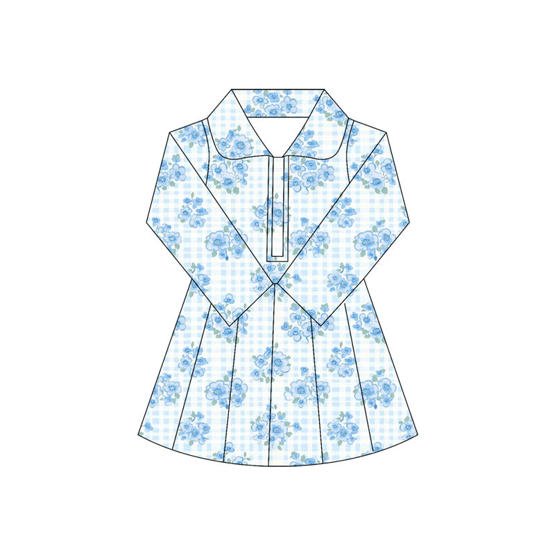 Baby girls blue floral active wear athletic yoga dress preorder