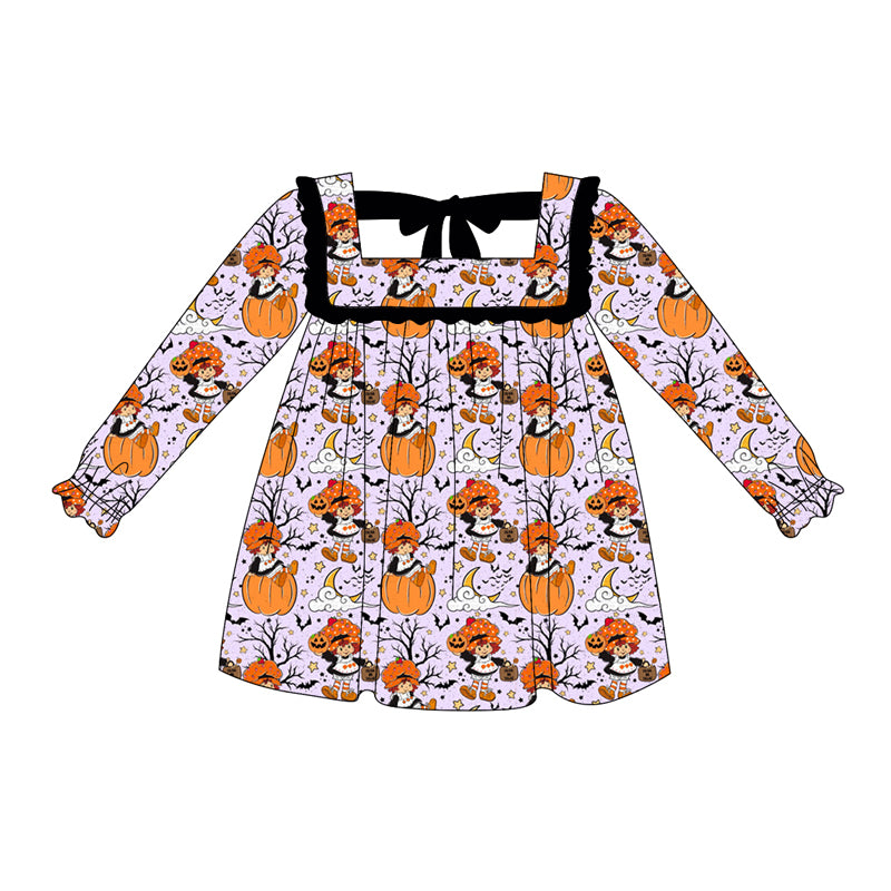 Baby girls Halloween pumpkin long sleeve dress preorder
