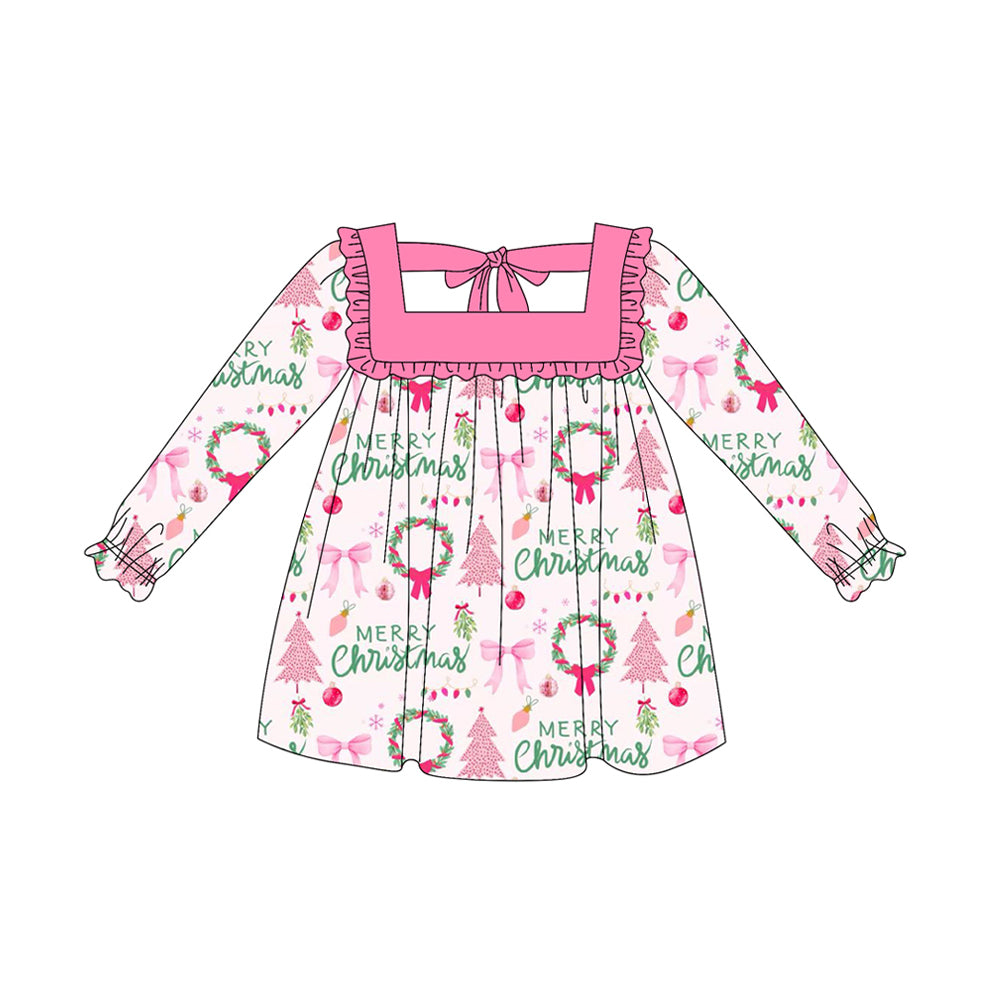 Baby girls Merry Christmas long sleeve fall dress preorder