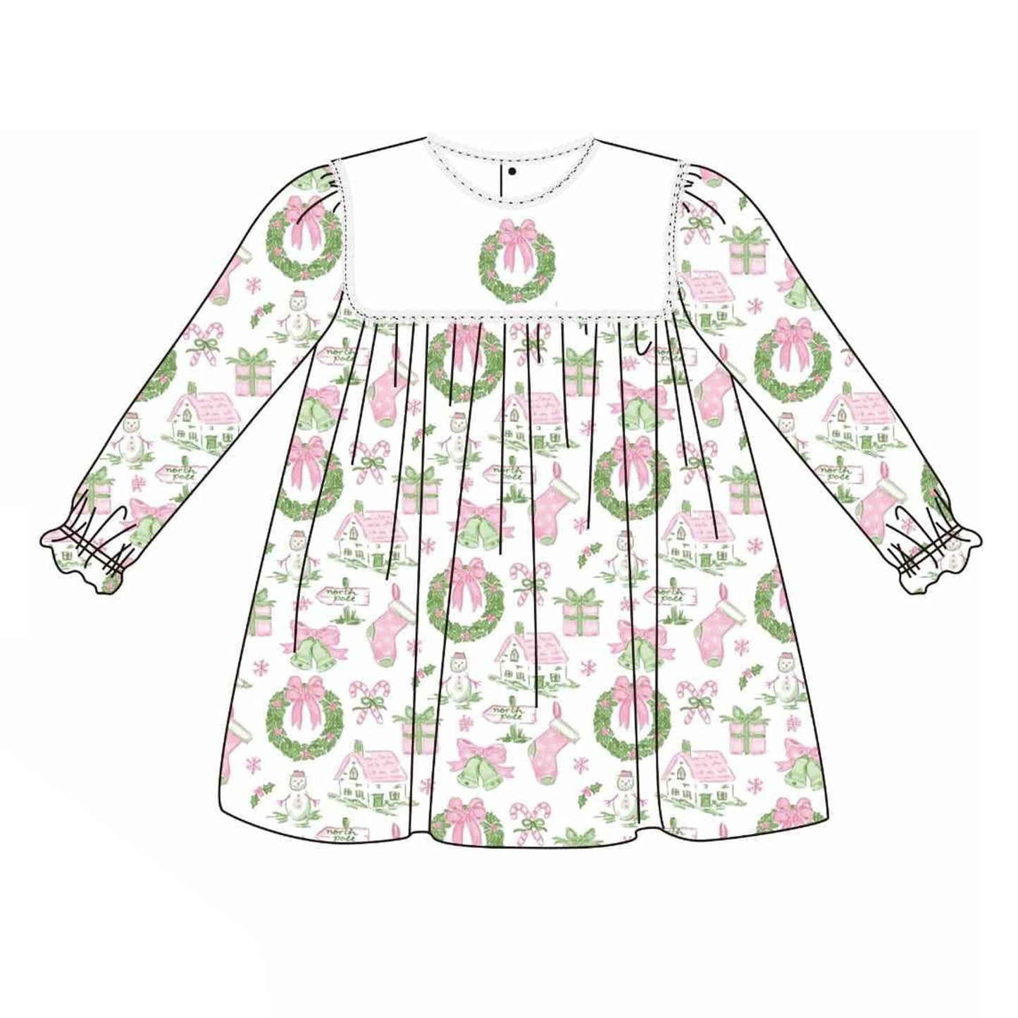 Baby girls Christmas design long sleeve dress preorder