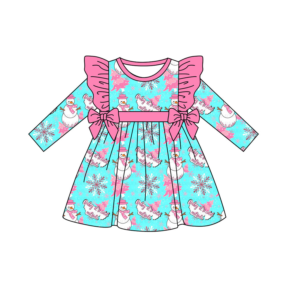 Baby girls Christmas snowman long sleeve dress preorder
