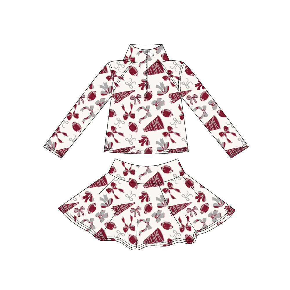 Wine red football team yoga topmatching skorts girls outfit preorder