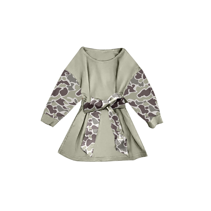 Grey camo girls long sleeve dress preorder