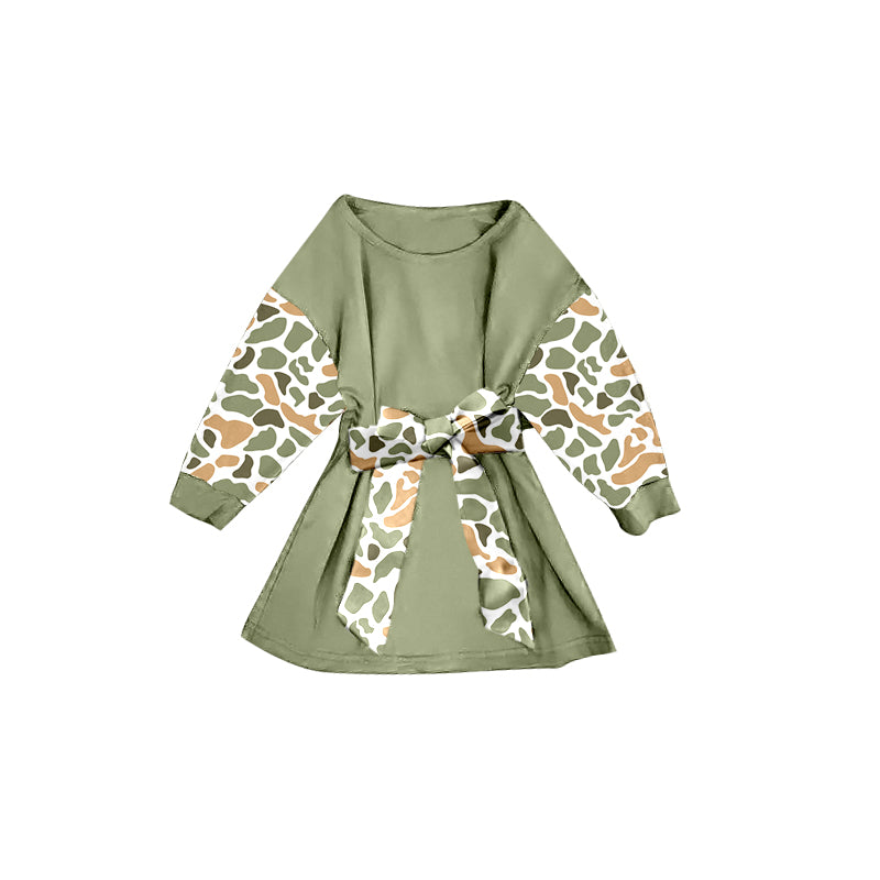 Green camo girls long sleeve dress preorder