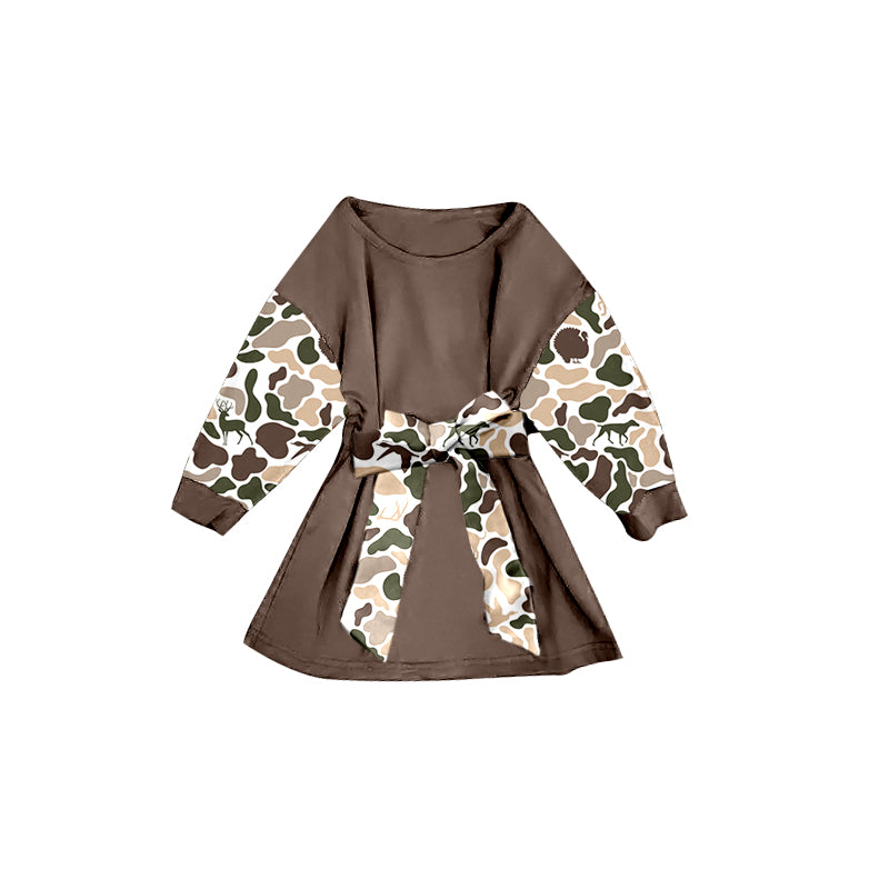 Deer camo girls long sleeve dress preorder