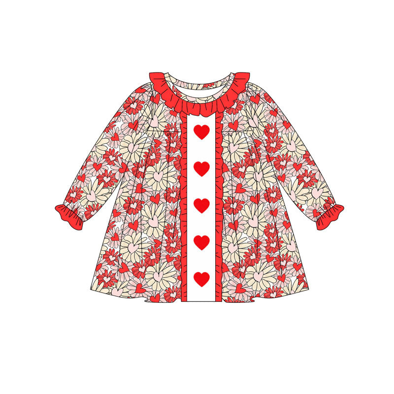 Valentines heart girls long sleeve dress preorder
