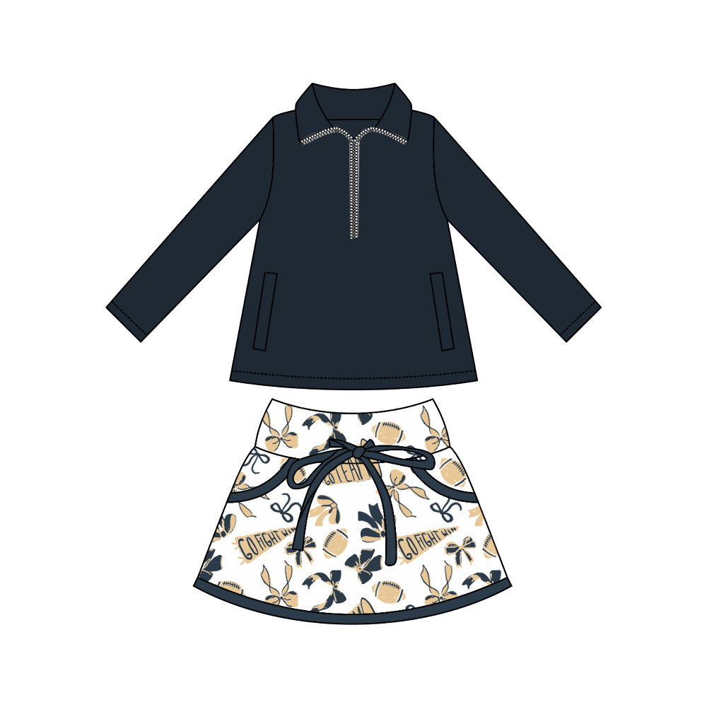 Royal blue yoga pullover top matching skorts girls football outfit preorder