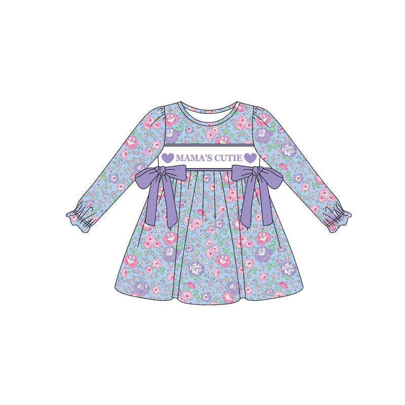 Mamas cutie baby girl long sleeve floral dress preorder