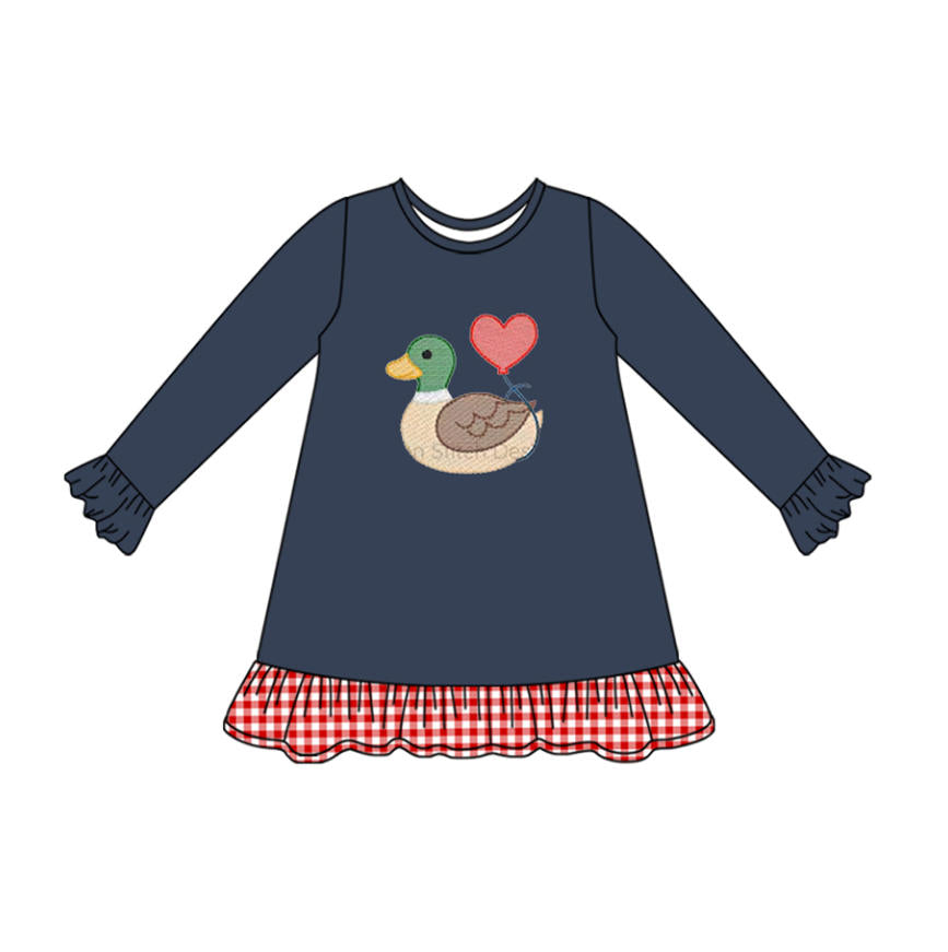 Valentines day mallard duck long sleeve holiday dress preorder