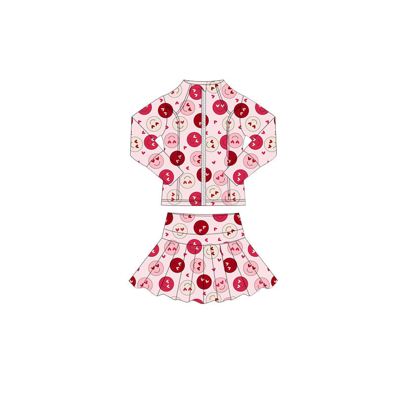 Valentines heart yoga top matching skirts girls outfit preorder