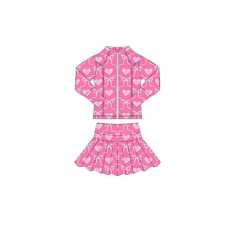 Valentines heart yoga top matching skirts girls outfit preorder