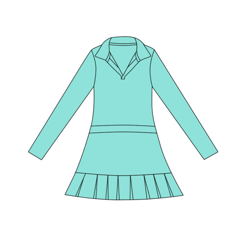 Light blue color girls long sleeve yoga dress preorder