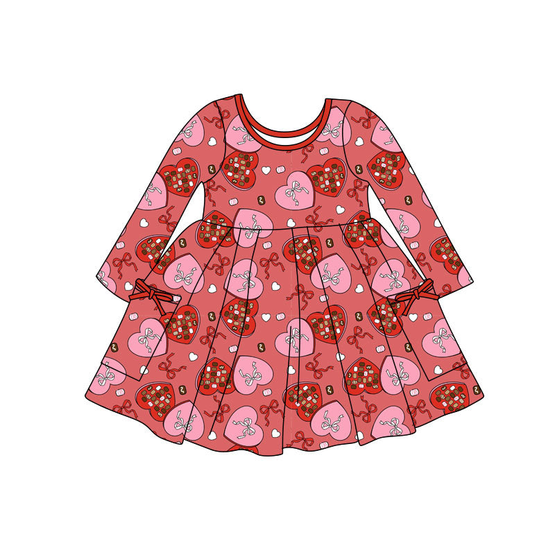 Valentines heart baby girls long sleeve dress preorder